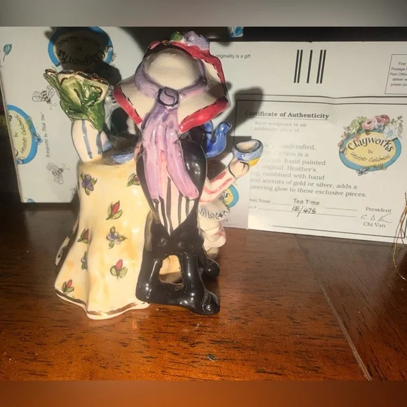 Clayworks by Heather Goldminc Presented By Blue Sky Whimsical Tea Party Figurine - Picture 14 of 15
